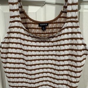 Torrid Tan and Cream Striped Tank Top